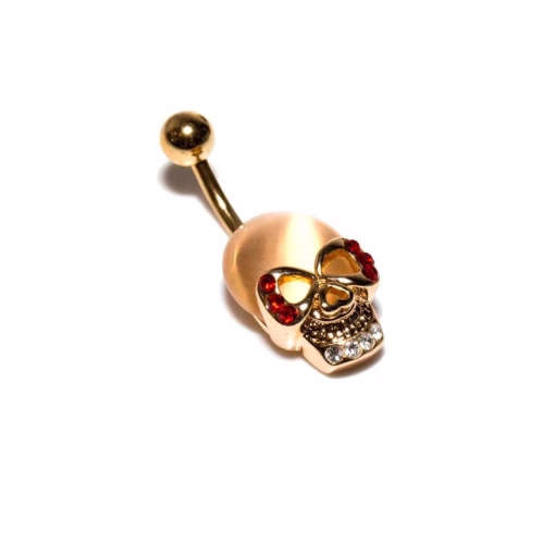 Gold Skull Bauchnabelpiercing