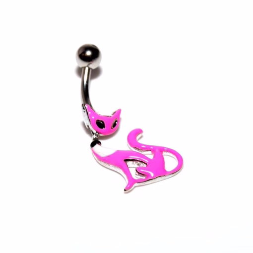 Pink cat Bauchnabelpiercing